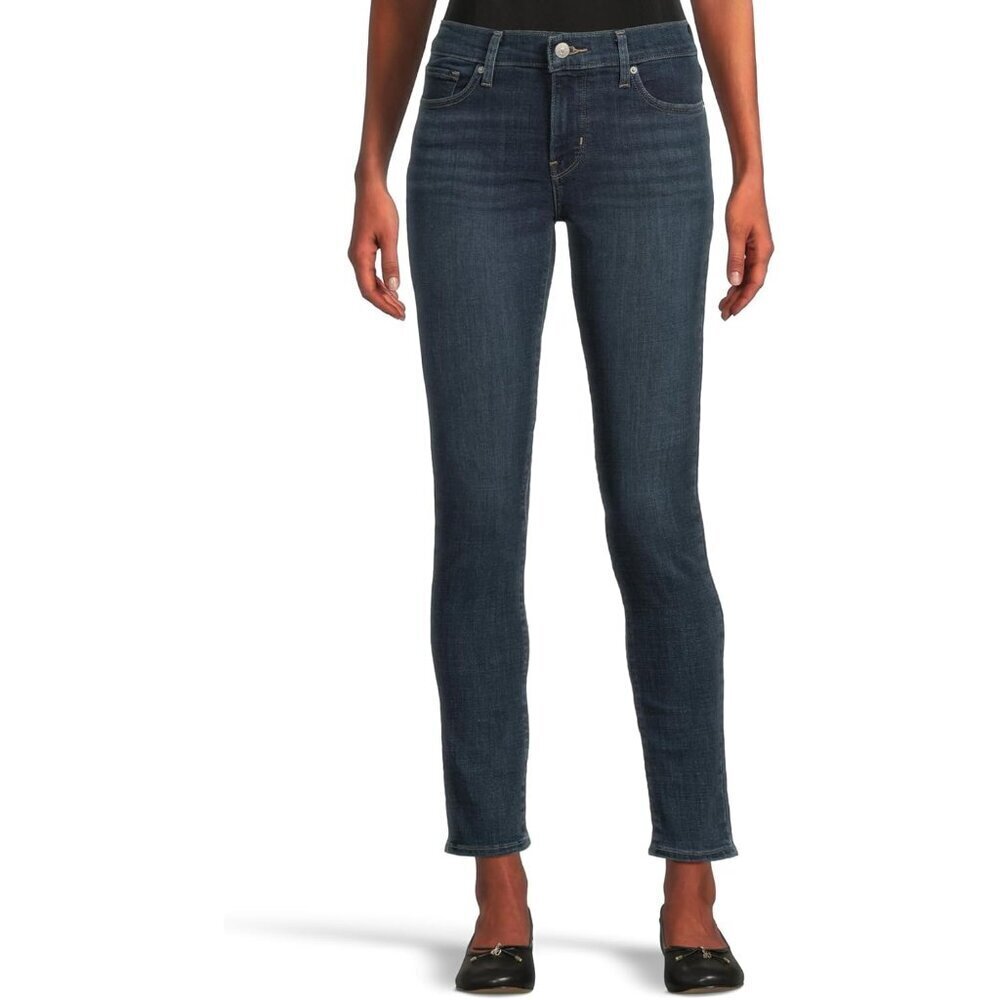 Women's Skinny Jeans Plus Size Dark Indigo Slim Fit Tummy Control运动